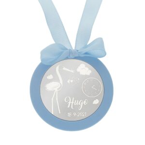Medalla cuna redonda personalizable cigueña - imagen 3