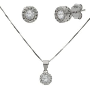 Conjunto pendientes y gargantilla circonitas plata 925