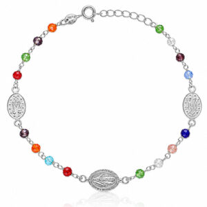 Medalla Virgen Milagrosa en plata: guía completa 2026 Pulsera Virgen milagrosa plata + piedras colores
