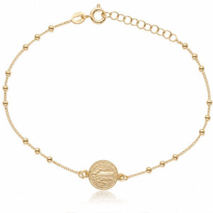 Pulsera bolas plata chapada oro San Benito