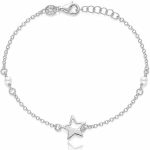 Pulsera estrella plata ley 925 y perlas pla