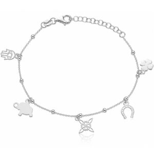 Pulsera plata 925 abalorios de la fortuna