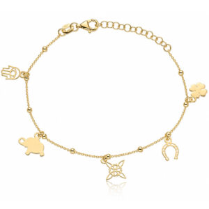 Pulsera plata chapada oro de la fortuna