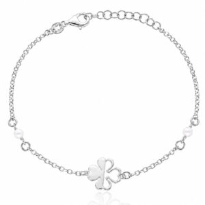 Pulsera trebol y perlas plata 925 pl