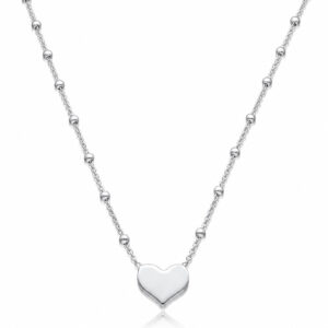 Gargantilla corazón plata cadena con bolas