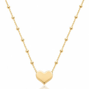 Gargantilla corazón plata cadena con bolas chapada oro Gargantilla corazón plata cadena con bolas chapada oro
