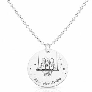 Gargantilla personalizada Amigas en Columpio en Plata de Ley 925