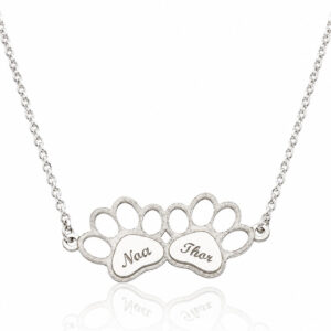 Gargantilla personalizada con dos huellas de mascota en Plata de Ley 925