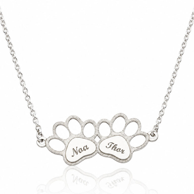 ¿Por Qué Regalar una Joya con Nombre? Significado del Regalo Más Personal Gargantilla personalizada con dos huellas de mascota en Plata de Ley 925