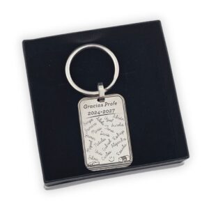 Llavero personalizado para profe Plata Ley 925 con pizarra y nombres de alumnos rectangular Llavero personalizado para profe Plata Ley 925 con pizarra y nombres de alumnos rectangular