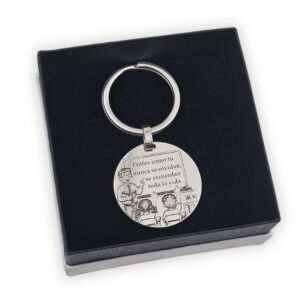 Llavero redondo personalizado profesor y frase plata 925 estuche Llavero redondo personalizado profesor y frase plata 925 estuche