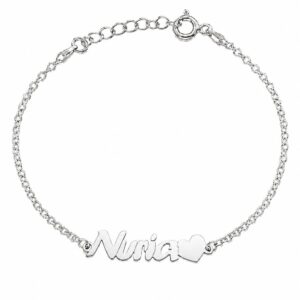 Pulsera personalizada con nombre y corazón en Plata 925