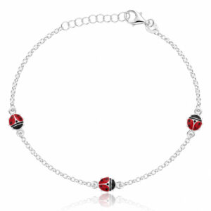 Pulsera plata 3 mini charms de mariquitas