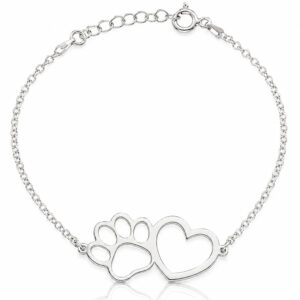 Pulsera plata 925 con huella y corazón
