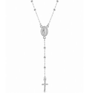 Rosario en Plata de Ley 925 con Virgen Milagrosa y Cruz bolas 2,5mm