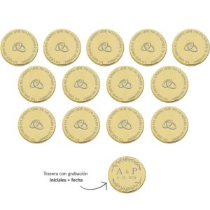 Arras de Boda: Historia y Significado de una Tradición Española Arras personalizadas alianzas y frase acero dorado