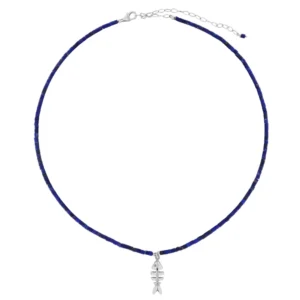 Tienda Joyas de plata Collar de lapislázulo y plata con colgante raspa rodio