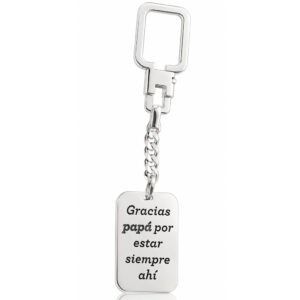 Llavero rectangular plata 925 personalizable frase