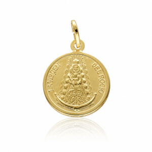 Medalla plata chapada oro Virgen Rocio 17mm