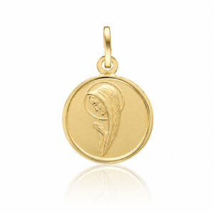 Medalla plata chapada oro Virgen niña 15mm