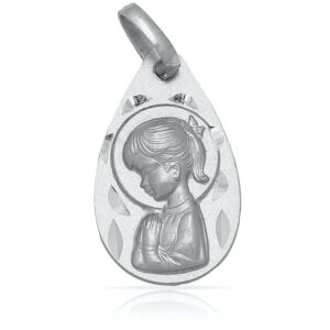 Novedades Medalla plata ley virgen niña forma pera 13x22mm