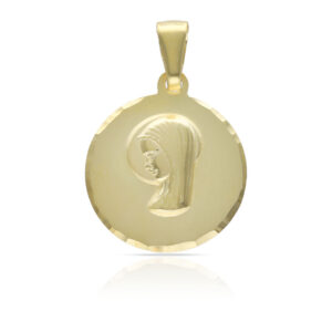 Medalla redonda Virgen niña plata chapada oro 19mm