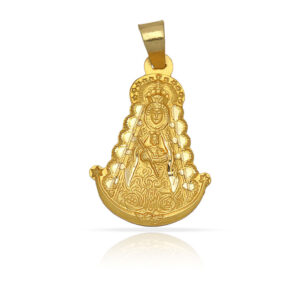 Novedades Medalla silueta Virgen rocio plata chapada oro 26x37mm