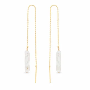 Pendientes largos plata 925 cadena y perla Pendientes largos plata 925 cadena y perla