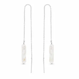 Pendientes largos plata 925 cadena y perla rodio