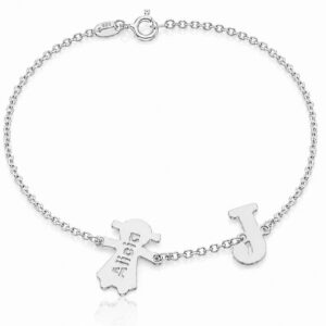 Pulsera personalizada con niña e inicial en Plata Ley 925