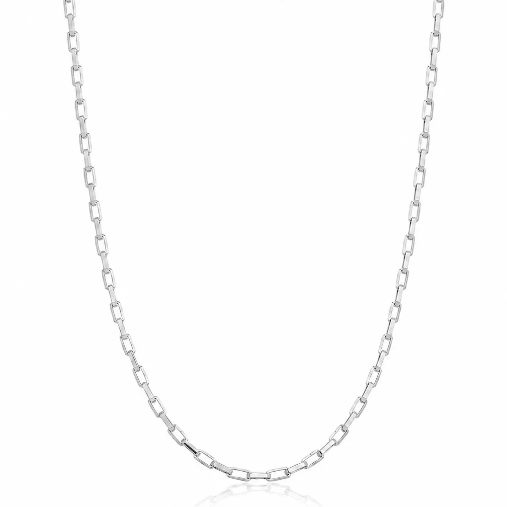 Cadena eslabon rectangular plata ancho 1,25mm Cadena eslabon rectangular plata ancho 1,25mm