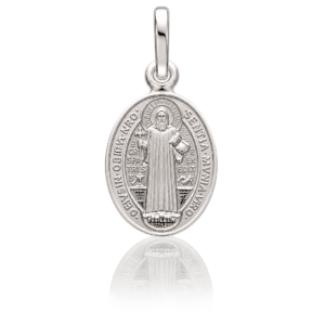 Medalla oval San Benito en plata 10x16mm