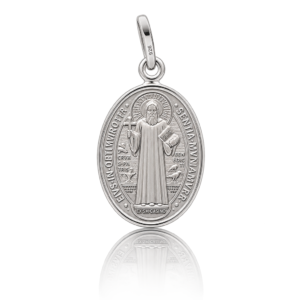 Medalla oval plata de San Benito 13x21mm