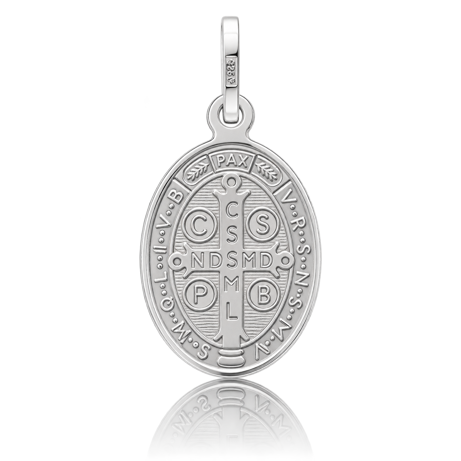 Medalla oval plata de San Benito 13x21mm Medalla ovalada de plata de San Benito traseara