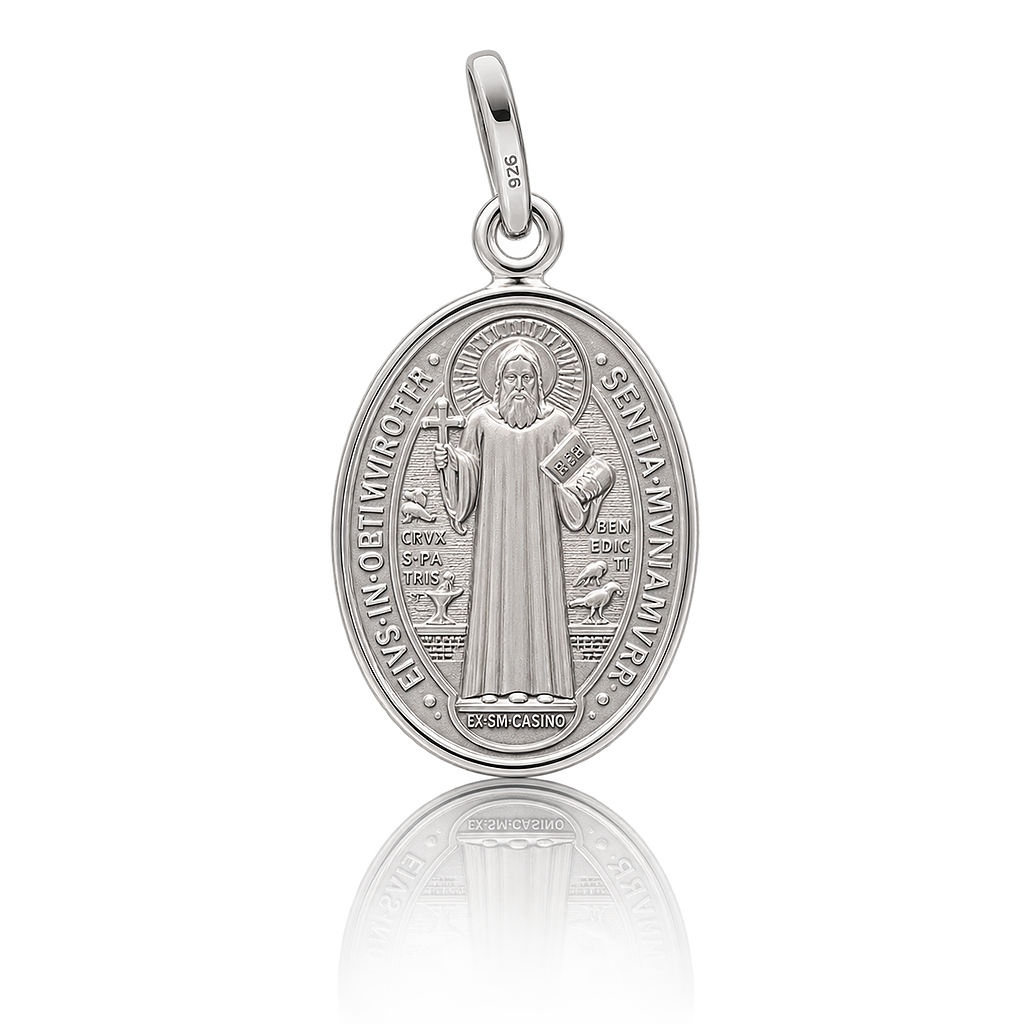 Medalla oval plata de San Benito 13x21mm Medalla oval plata de San Benito 13x21mm
